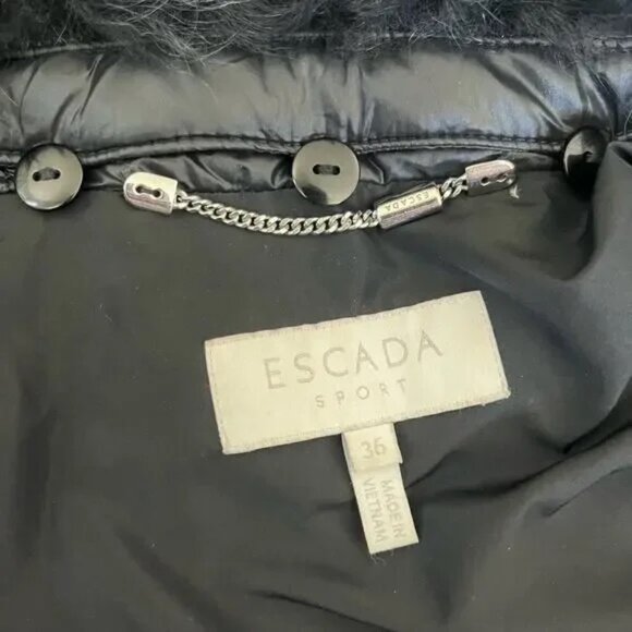 RARE Escada Sport Genuine Fur/Shearling Biker Down Puffer Jacket Coat EU 36 US 6 - Picture 3 of 16